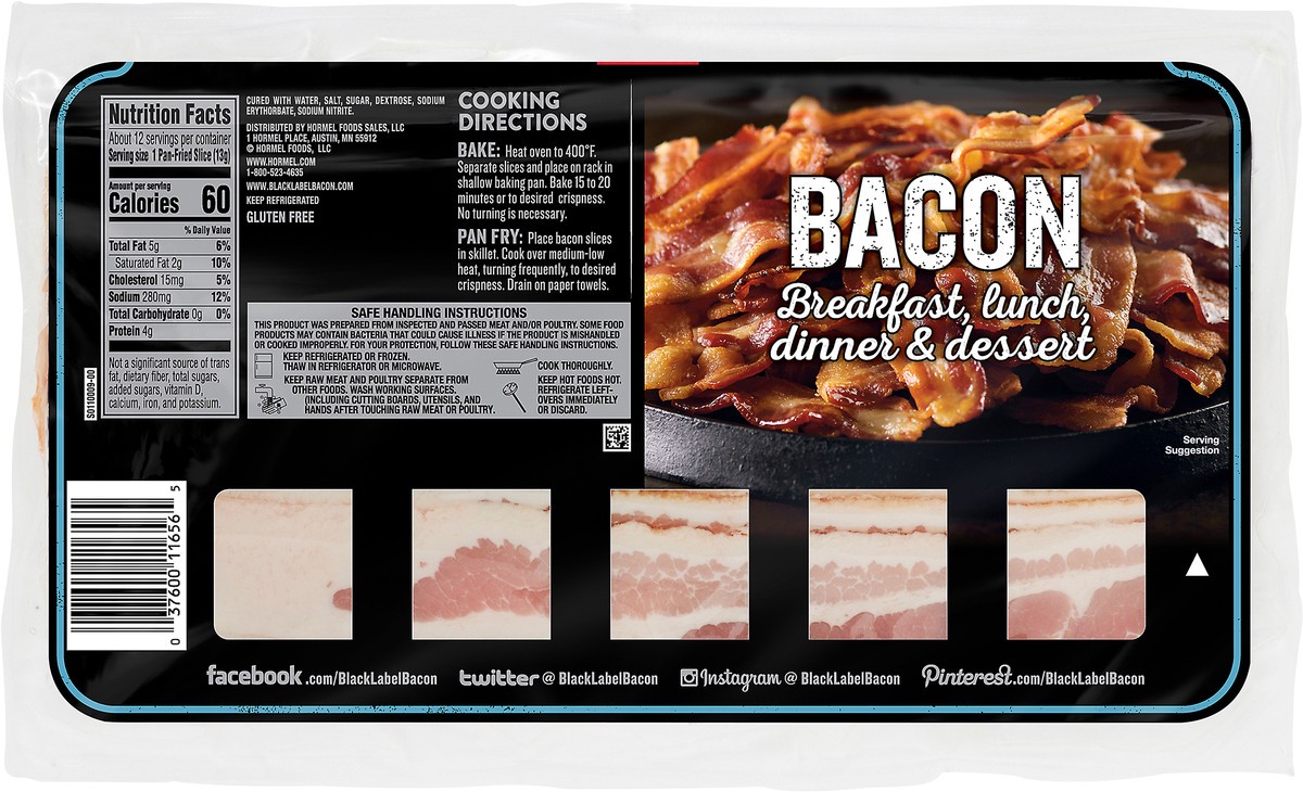 slide 4 of 9, HORMEL BLACK LABEL Bacon 1LB Thick Sliced 16 oz, 16 oz