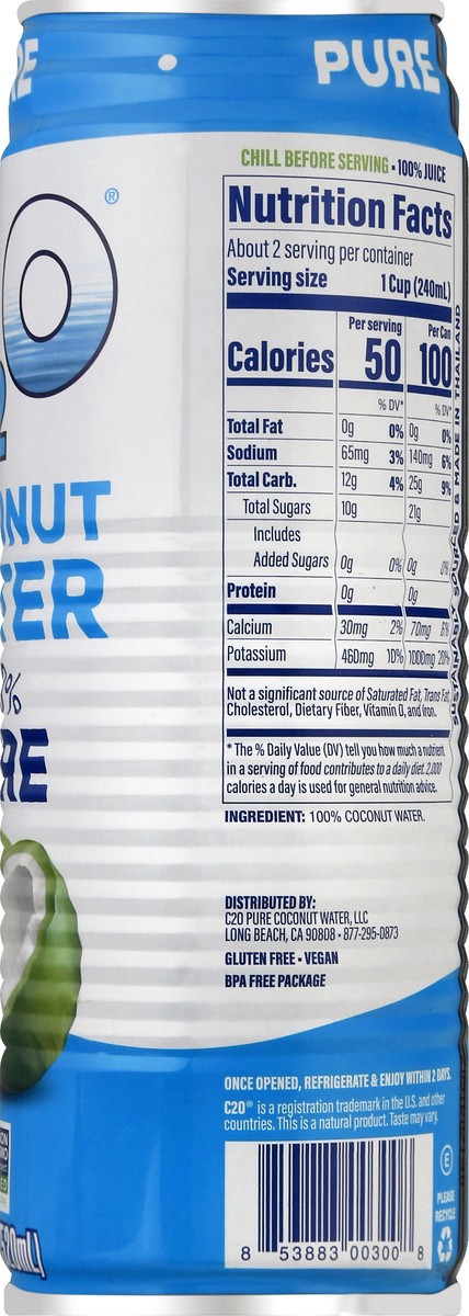 slide 4 of 9, C Pure Coconut Water - 10.5 fl oz, 10.5 fl oz