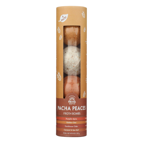 slide 1 of 1, Pacha Soap Co Bomb Froth Pacha Peaces Set, 4 ct