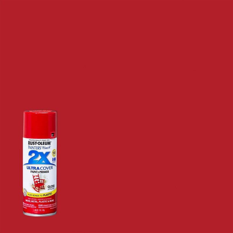 slide 1 of 13, Rust-Oleum 12oz 2X Painter's Touch Ultra Cover Gloss Spray Paint Red, 12 oz