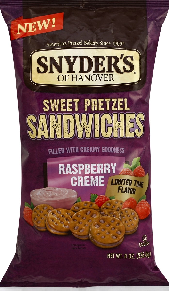 slide 5 of 5, Snyder's of Hanover Sweet Raspberry Creme Pretzel Sandwiches, 8 oz