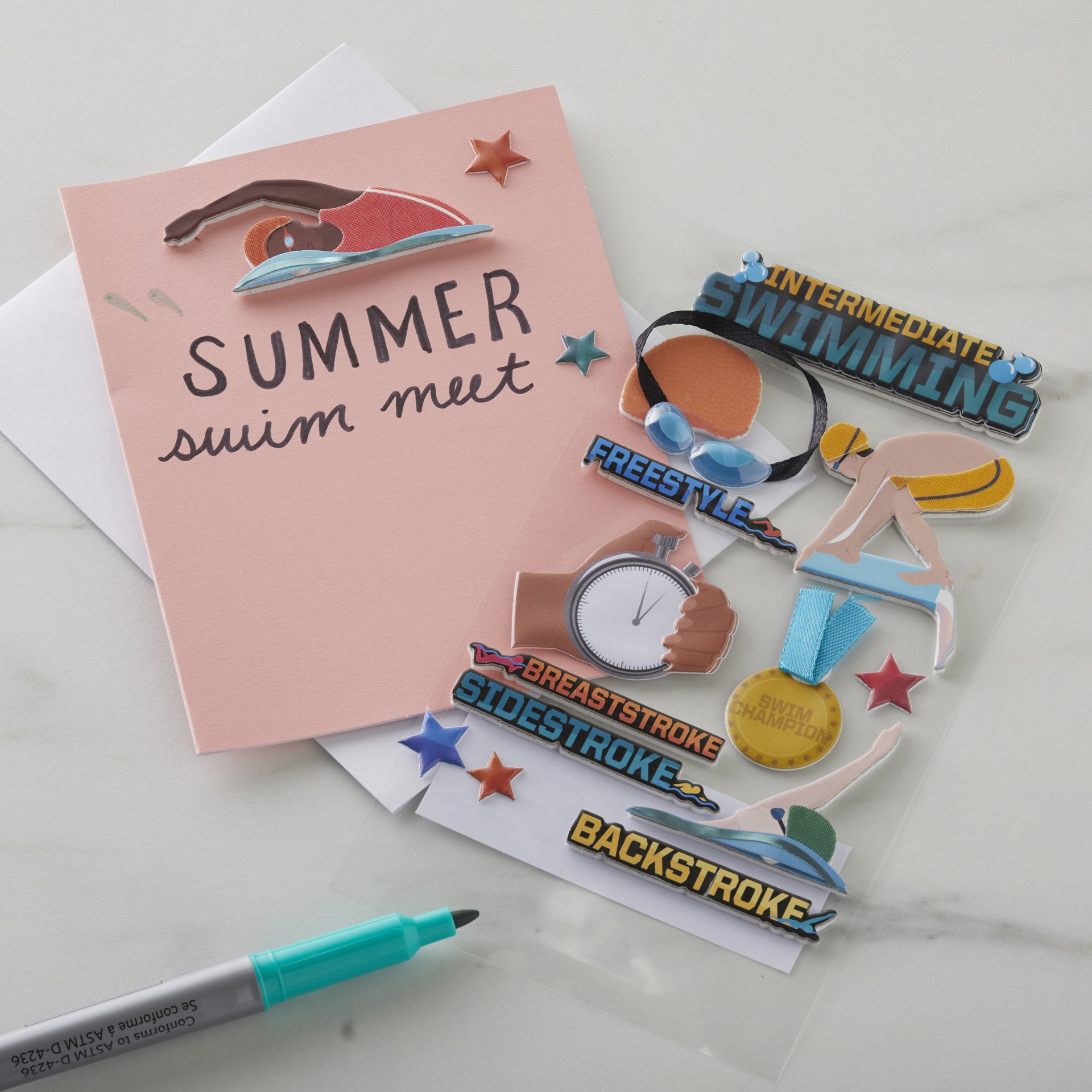 slide 4 of 5, Intermediate Swimming Dimensional Stickers By Recollections, 3.88 in x 7.25 in