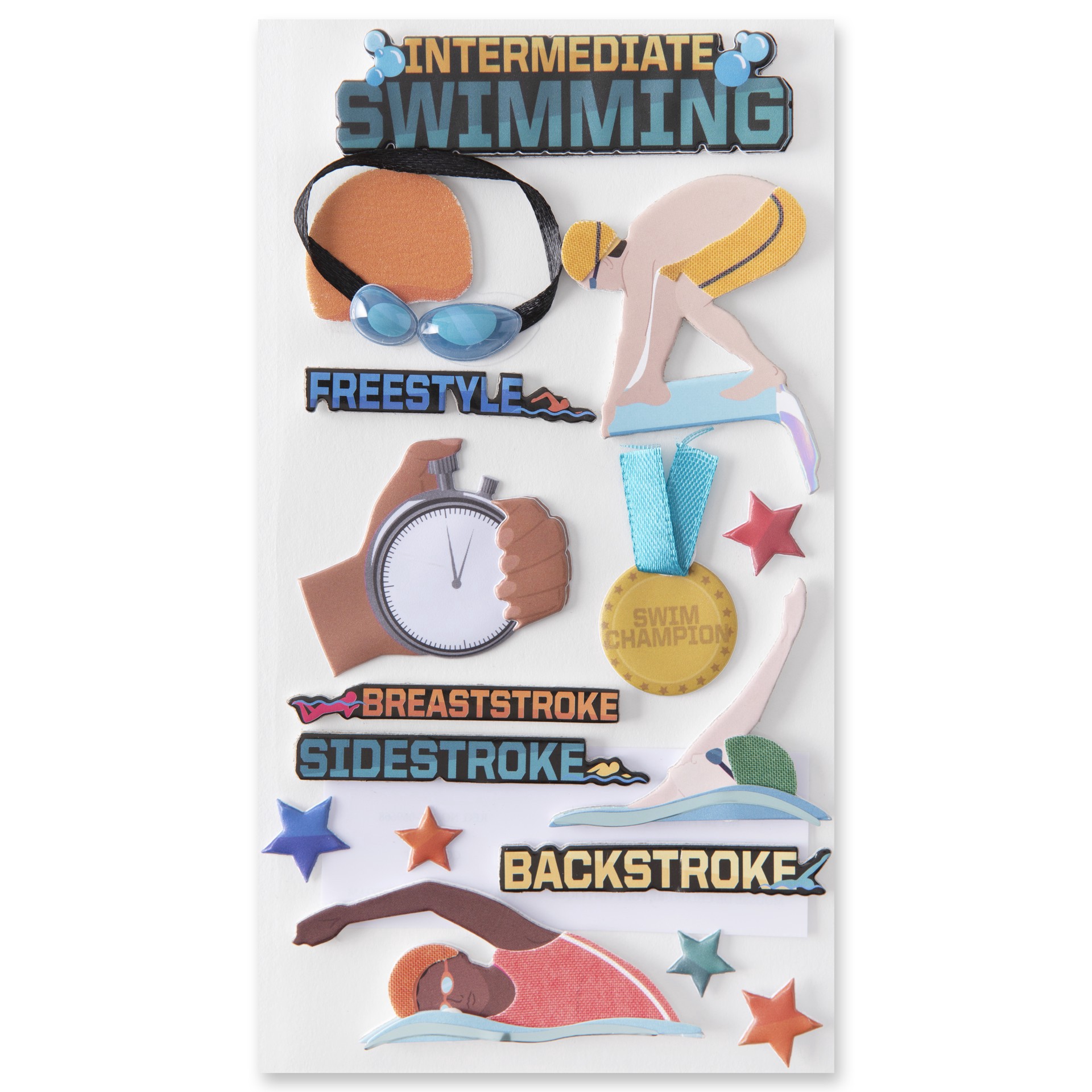 slide 5 of 5, Intermediate Swimming Dimensional Stickers By Recollections, 3.88 in x 7.25 in