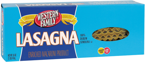 slide 1 of 1, Western Family Lasagna Noodles, 16 oz