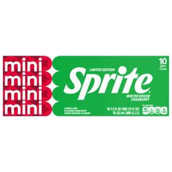 Sprite Winter Spiced Cranberry Soda Soft Drink, 7.5 fl oz Cans, 10 Pack