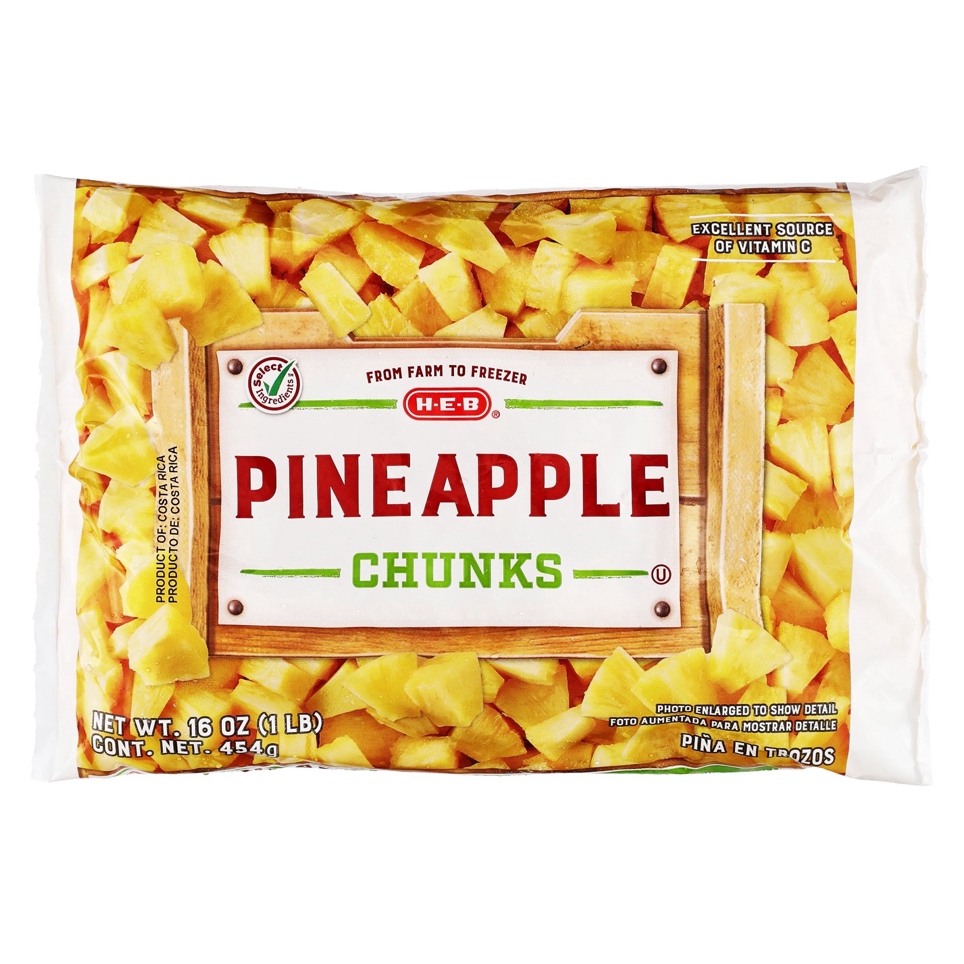 slide 1 of 1, H-E-B Super Sweet Pineapple Chunks (No Sugar Added), 16 oz