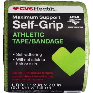 slide 1 of 1, CVS Health Maximum Support Self Grip Athletic Bandage, 2in. X 70in., Green, 1 ct