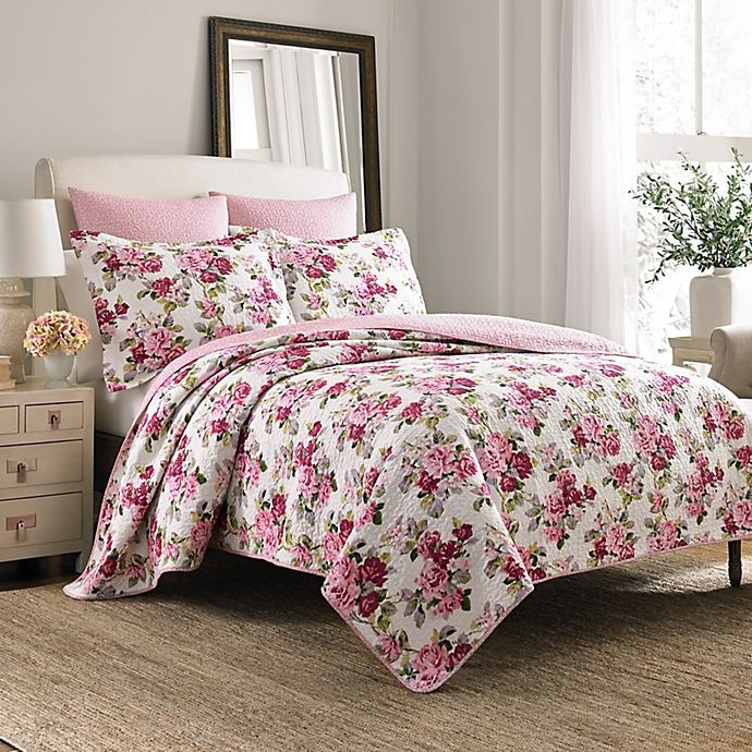 slide 1 of 1, Laura Ashley Lidia King Quilt Set - Pink, 3 ct