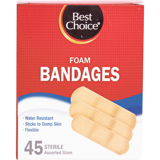 slide 1 of 1, Best Choice Flexible Foam Bandages, 45 ct