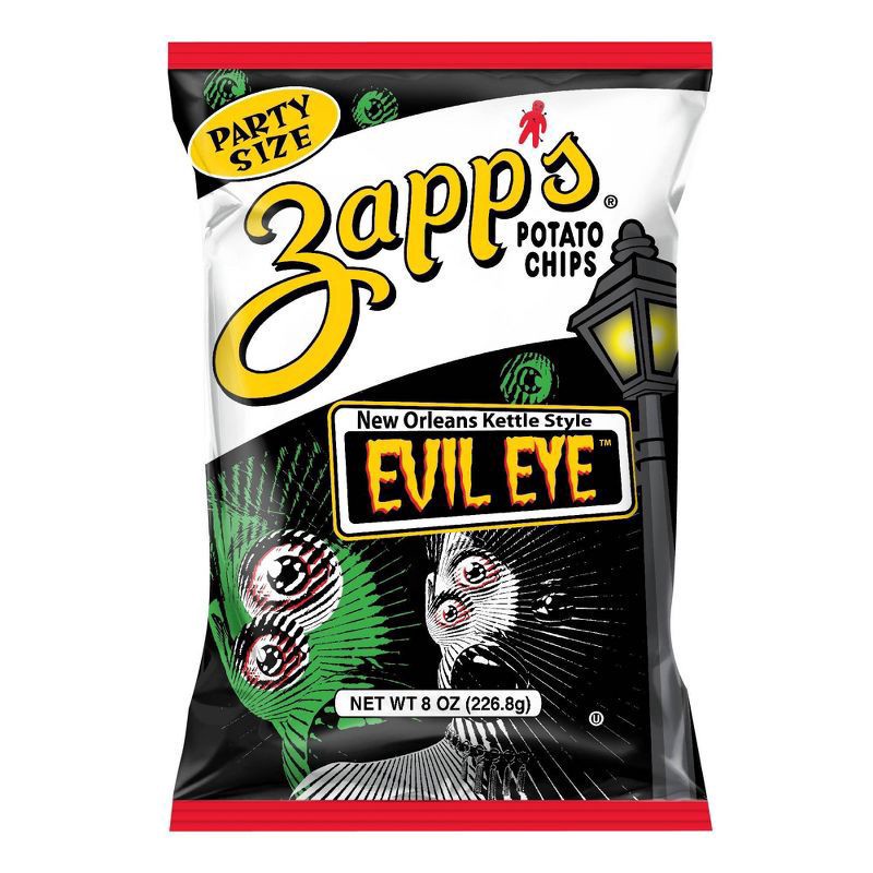slide 1 of 50, Zapp's New Orleans Kettle Style Evil Eye Potato Chips - 8oz, 9 oz