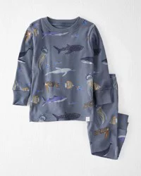 Littleplanet Baby Organic Cotton Pajamas Set - Deep Blue Sea Print - 12M