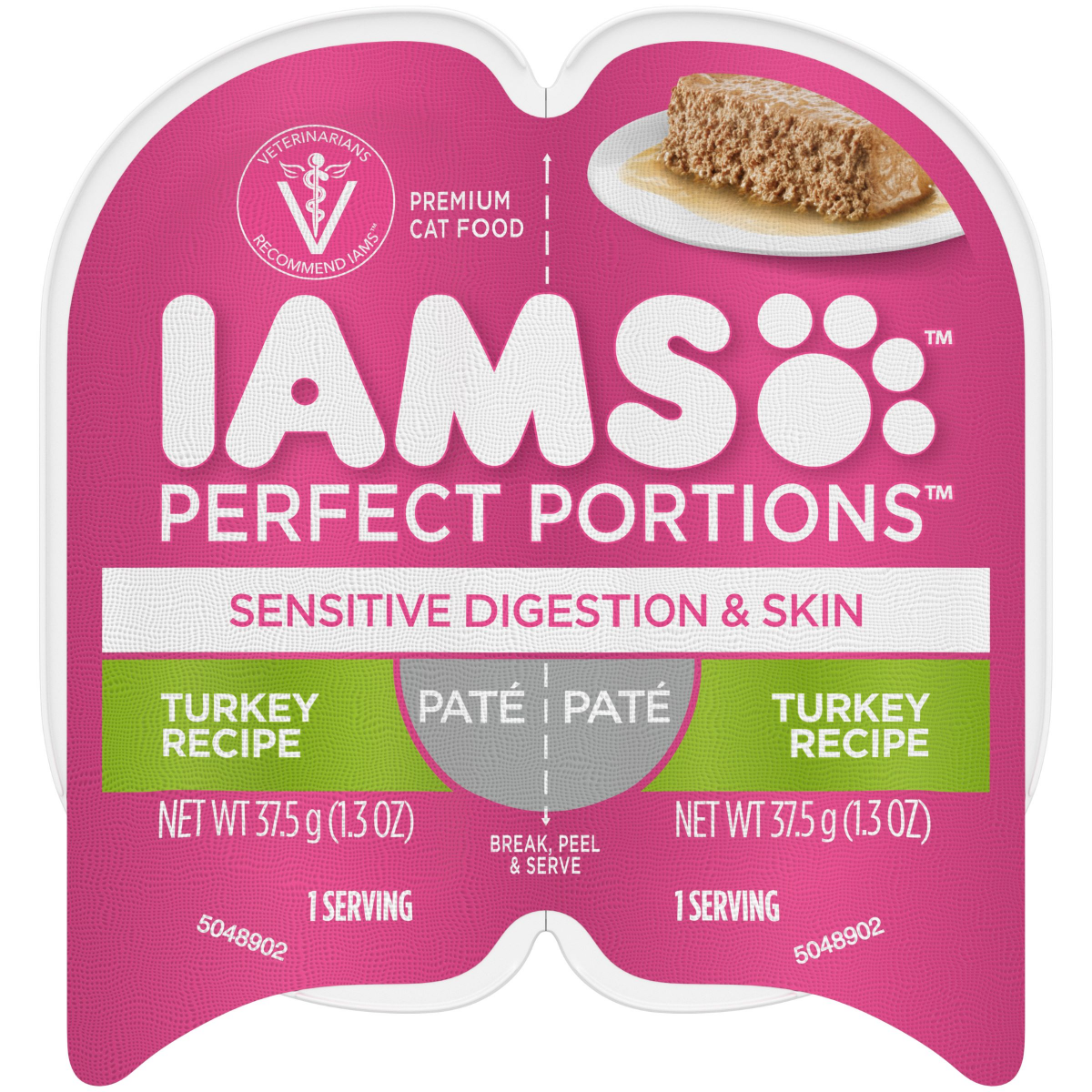 slide 1 of 1, IAMS Perfect Portions Pate Sensitive Digestion & Skin Premium Turkey Recipe Cat Food 2 - 37.5 g Trays, 2 ct