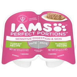 IAMS Perfect Portions Pate Sensitive Digestion & Skin Premium Turkey Recipe Cat Food 2 - 37.5 g Trays