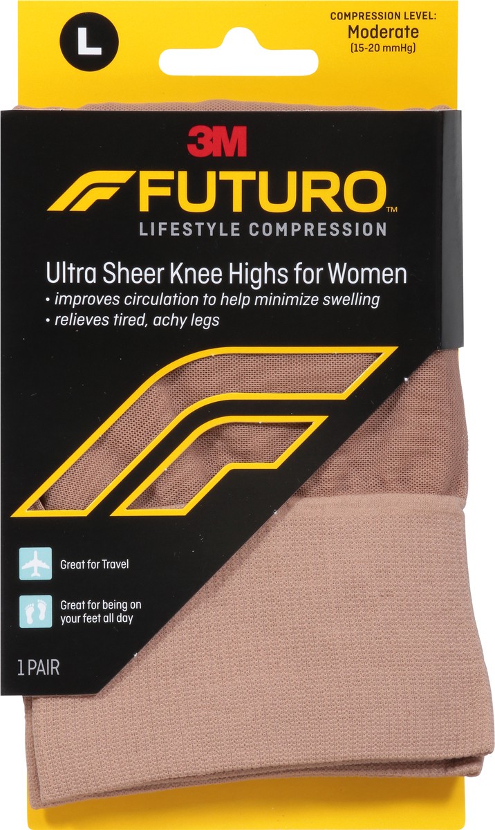 slide 7 of 9, Futuro Revitalizing Ultra Sheer Knee Highs for Women Nude 71061EN, Large, 1 pair