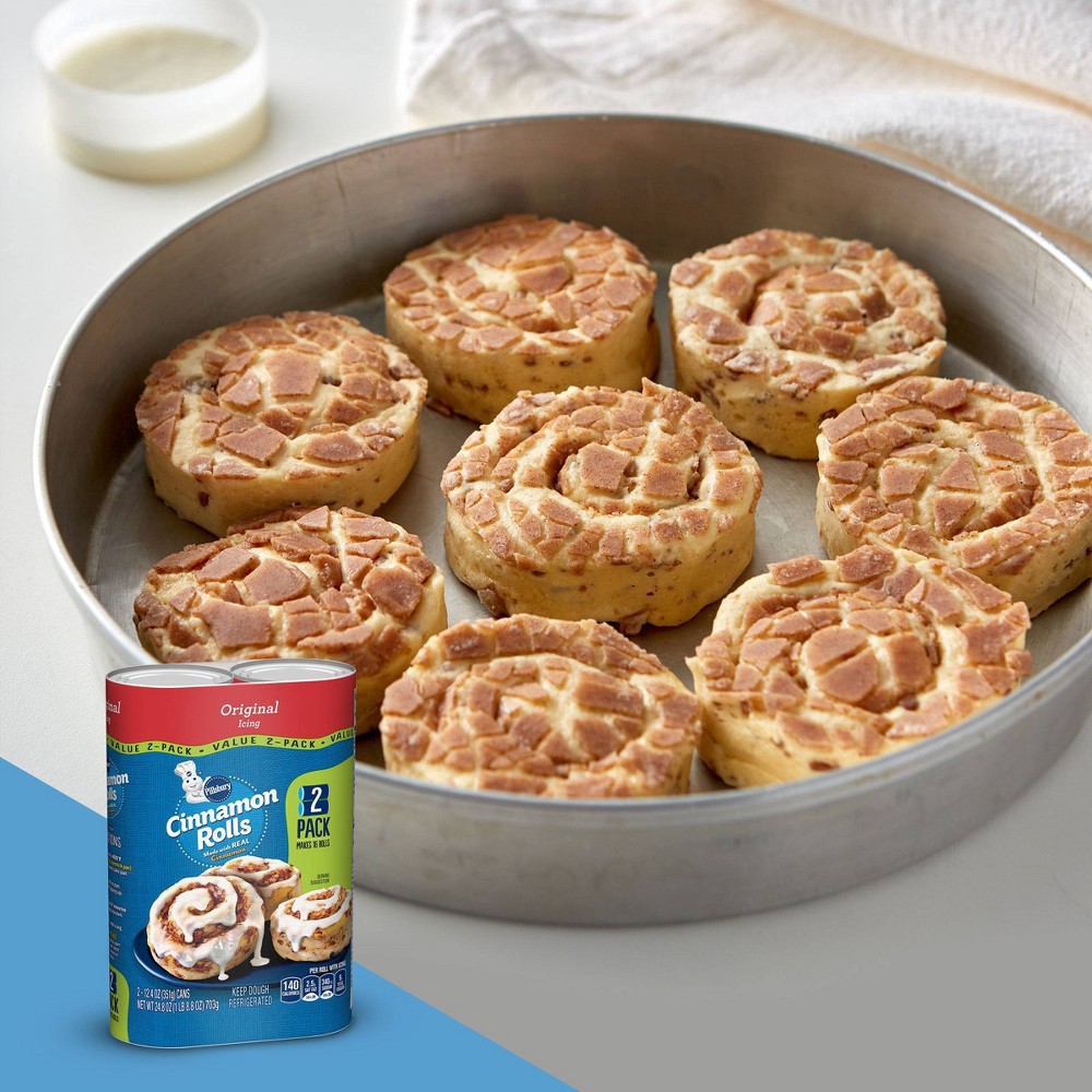 slide 22 of 25, Pillsbury Cinnamon Rolls with Original Icing, Refrigerated Canned Pastry Dough, Value 2-Pack, 16 Rolls, 24.8 oz, 2 ct