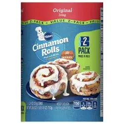 Pillsbury Cinnamon Rolls with Original Icing, Refrigerated Canned Pastry Dough, Value 2-Pack, 16 Rolls, 24.8 oz