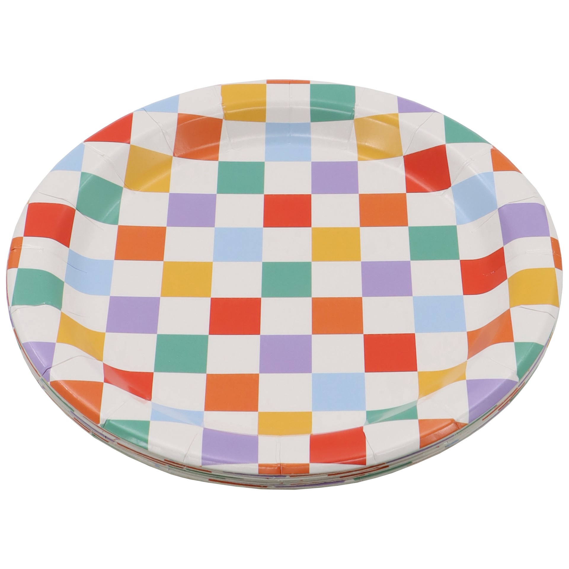 slide 2 of 2, 7" Multicolor Check Snack Plates, 10ct. By Celebrate It, 10 ct