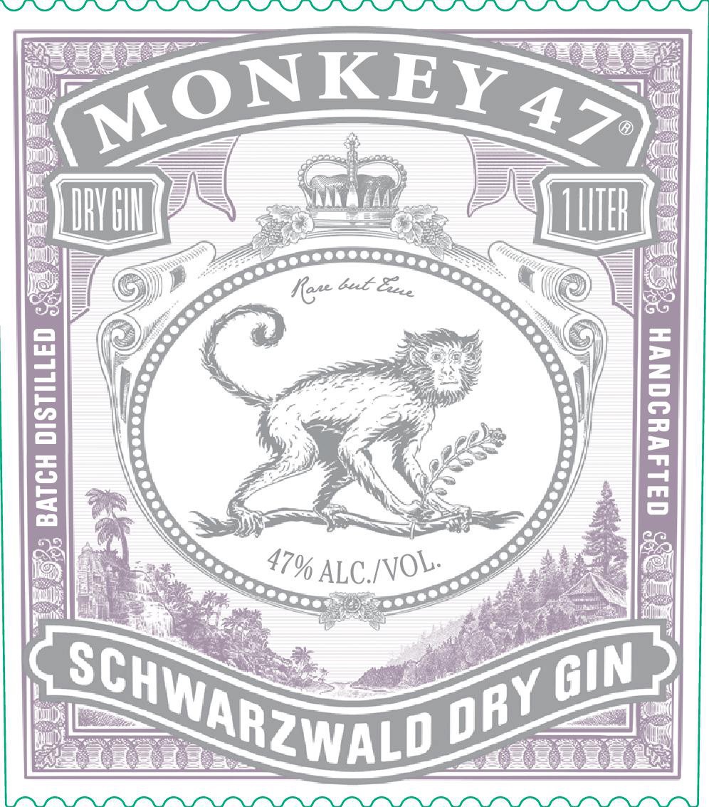 slide 3 of 9, Monkey 47 Gin Monkey 47 Schwarzwald Dry Gin 375mL with 2 Cups, 94 Proof, 375 ml