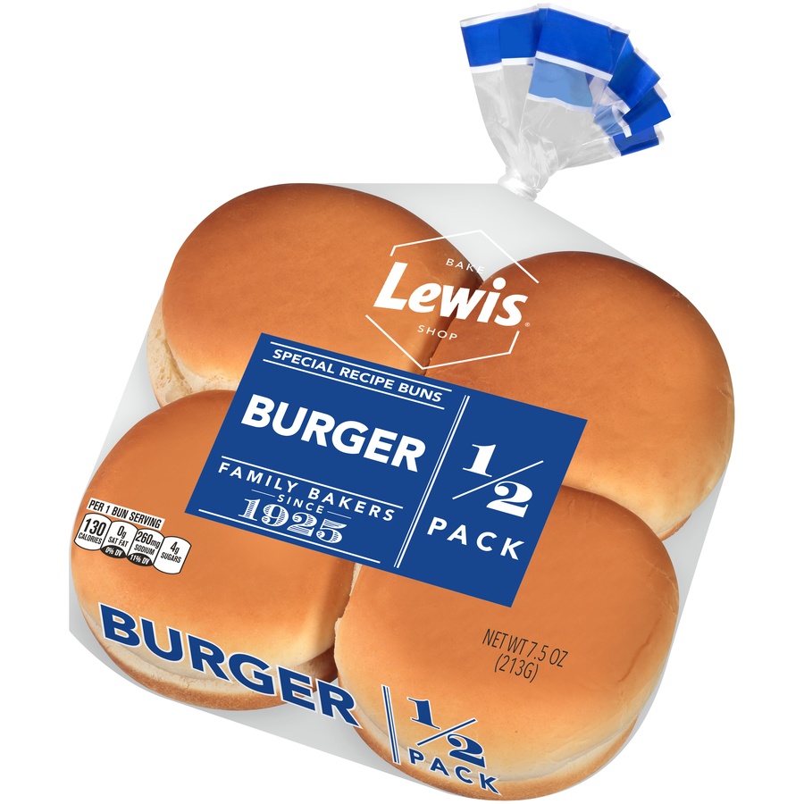 slide 3 of 8, Lewis Bake Shop Special Recipe 1/2 Pack Burger Buns, 4 ct