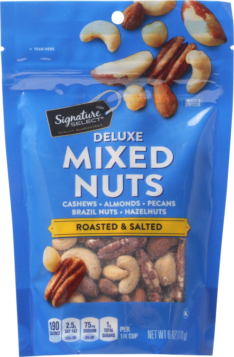 slide 2 of 9, Signature Select Deluxe Roasted & Salted Mixed Nuts 6 oz, 