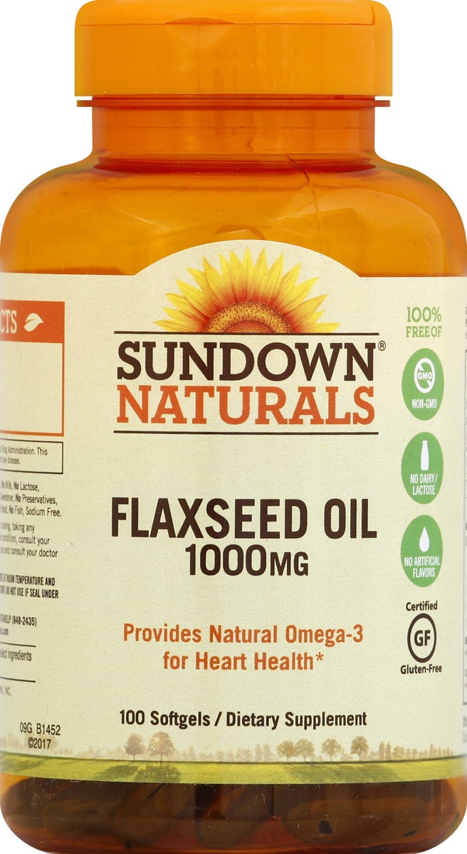 slide 1 of 3, Sundown Naturals Natural Cold Pressed Flaxseed Oil, 100 ct; 1000 mg