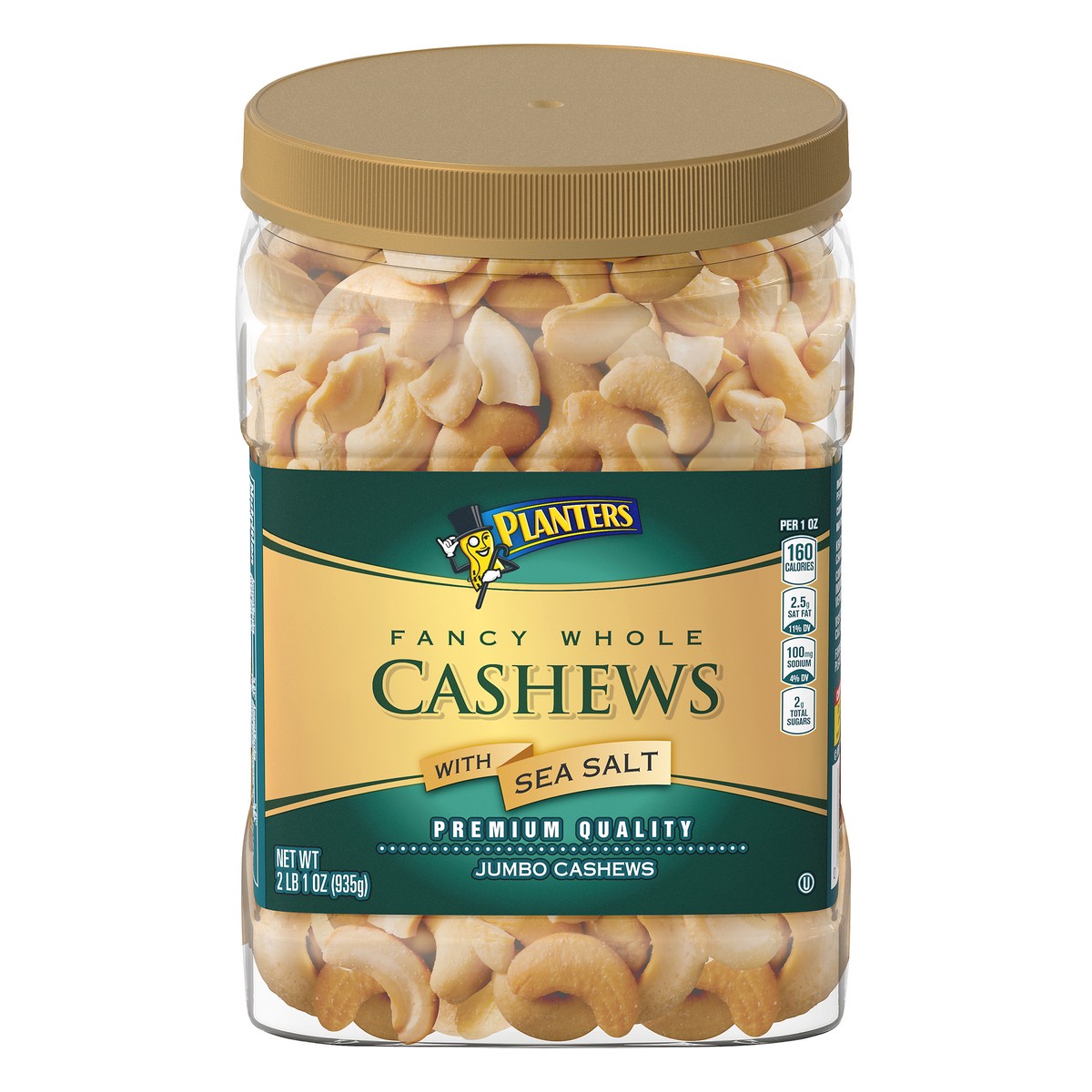 slide 1 of 9, Planters Cashews Jumbo Fancy Whole Premium Quality With Sea Salt Jar - 33 Oz, 33 oz