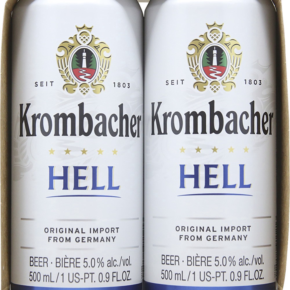 slide 1 of 1, Krombacher Helles Lager Cans, 4 ct; 16.9 oz