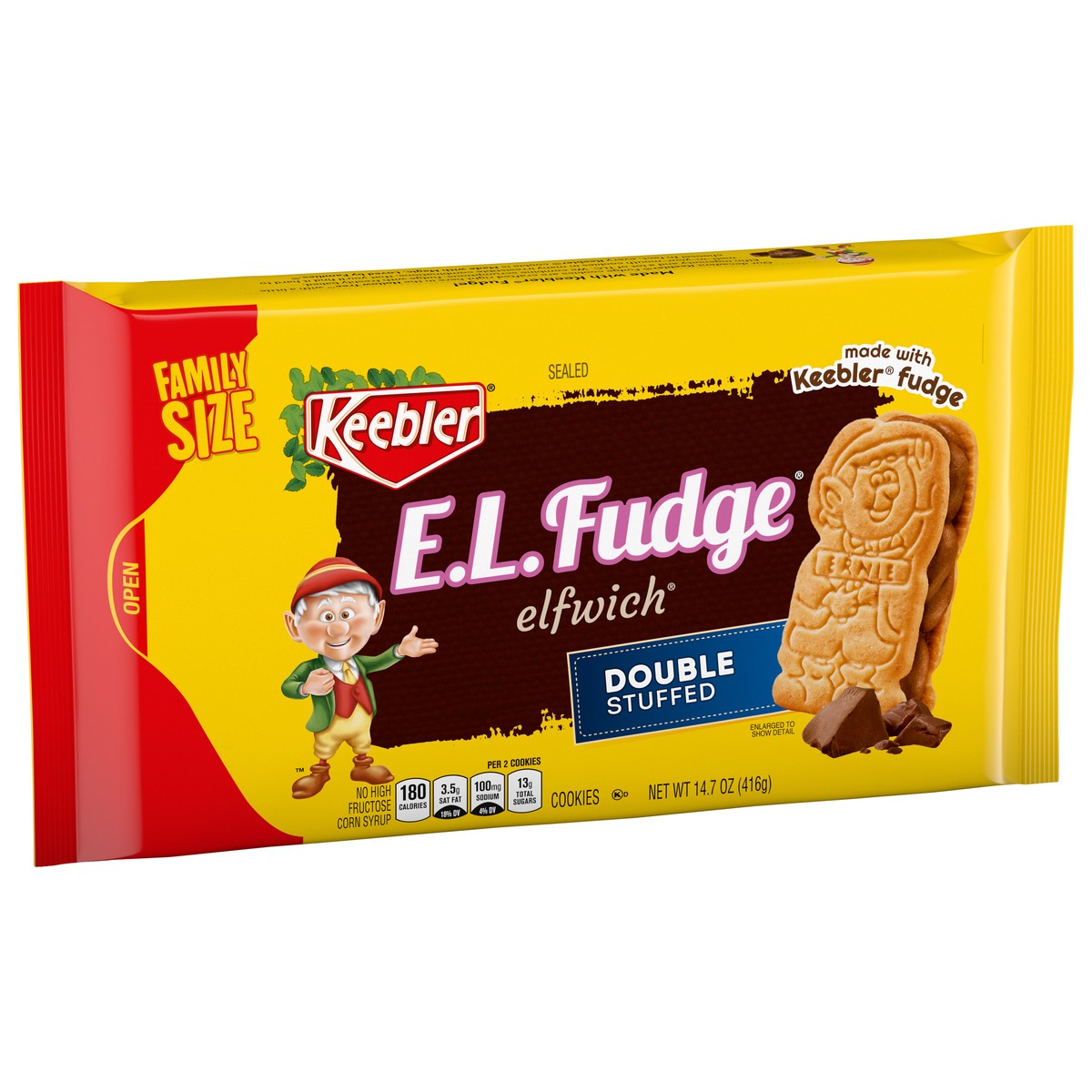 slide 7 of 9, E.L. Fudge Double Stuffed Elfwich Cookies Family Size 14.7 oz, 14.7 oz