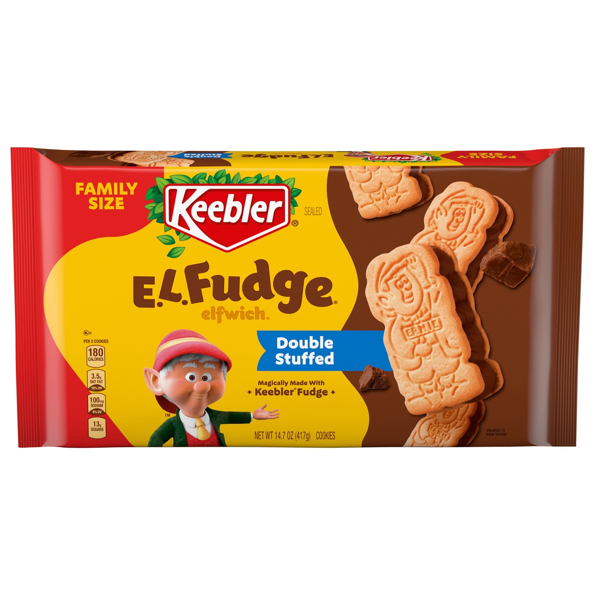 slide 1 of 9, E.L. Fudge Double Stuffed Elfwich Cookies Family Size 14.7 oz, 14.7 oz