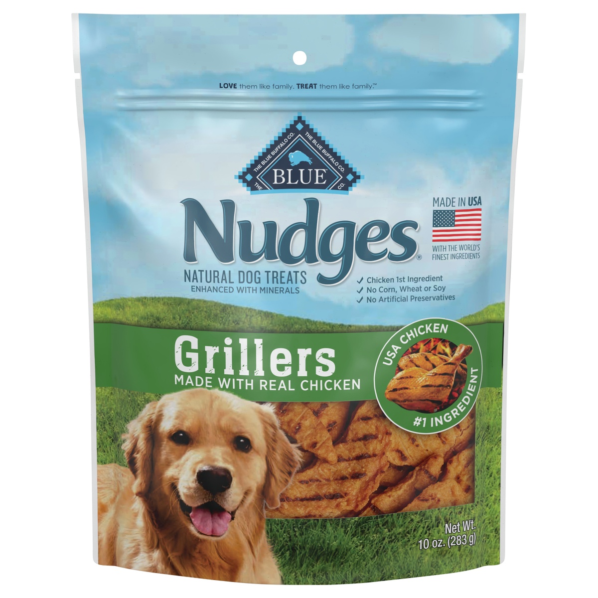 slide 1 of 1, Blue Buffalo Nudges Grillers Natural Dog Treats, Chicken, 10oz Bag, 10 oz
