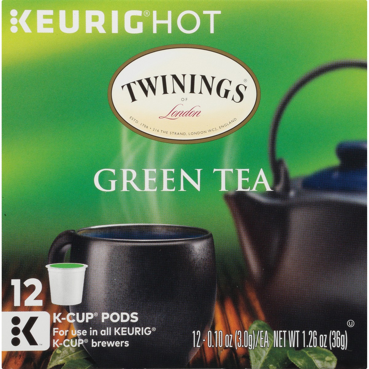 slide 9 of 9, Twinings of London Green Tea 12 ct K-Cup Pods 1.26 oz. Box - 1.26 oz, 1.26 oz