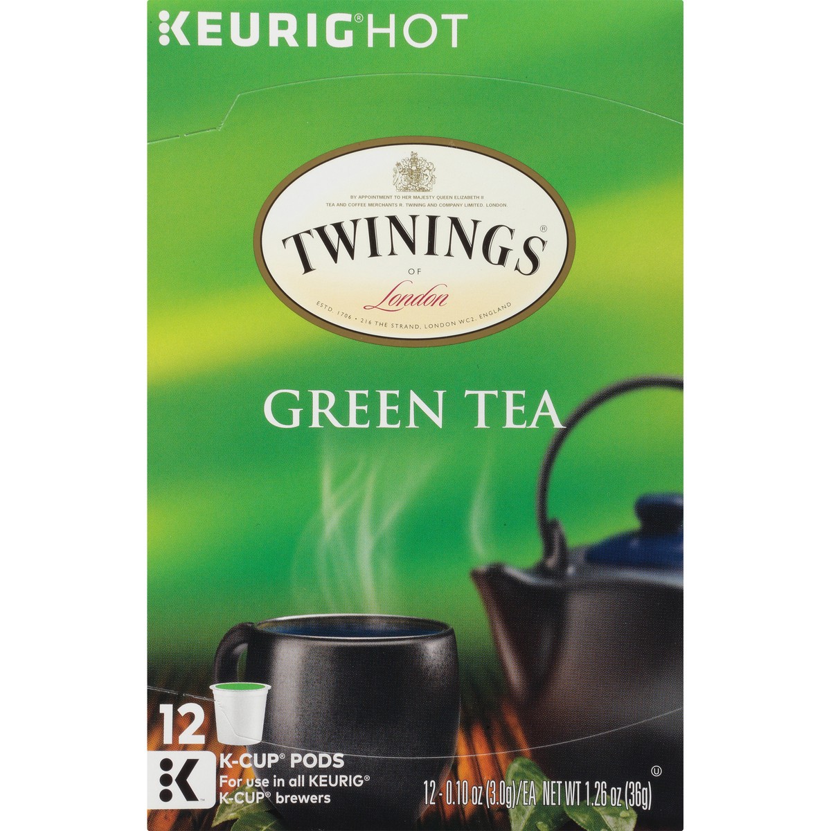 slide 4 of 9, Twinings of London Green Tea 12 ct K-Cup Pods 1.26 oz. Box - 1.26 oz, 1.26 oz