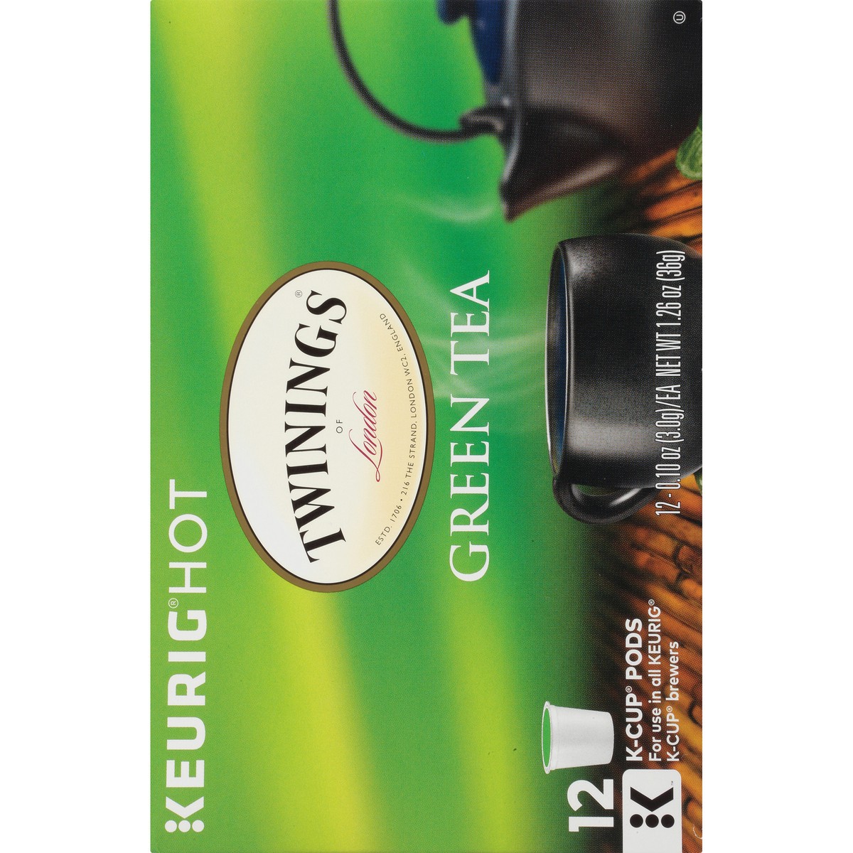 slide 3 of 9, Twinings of London Green Tea 12 ct K-Cup Pods 1.26 oz. Box - 1.26 oz, 1.26 oz