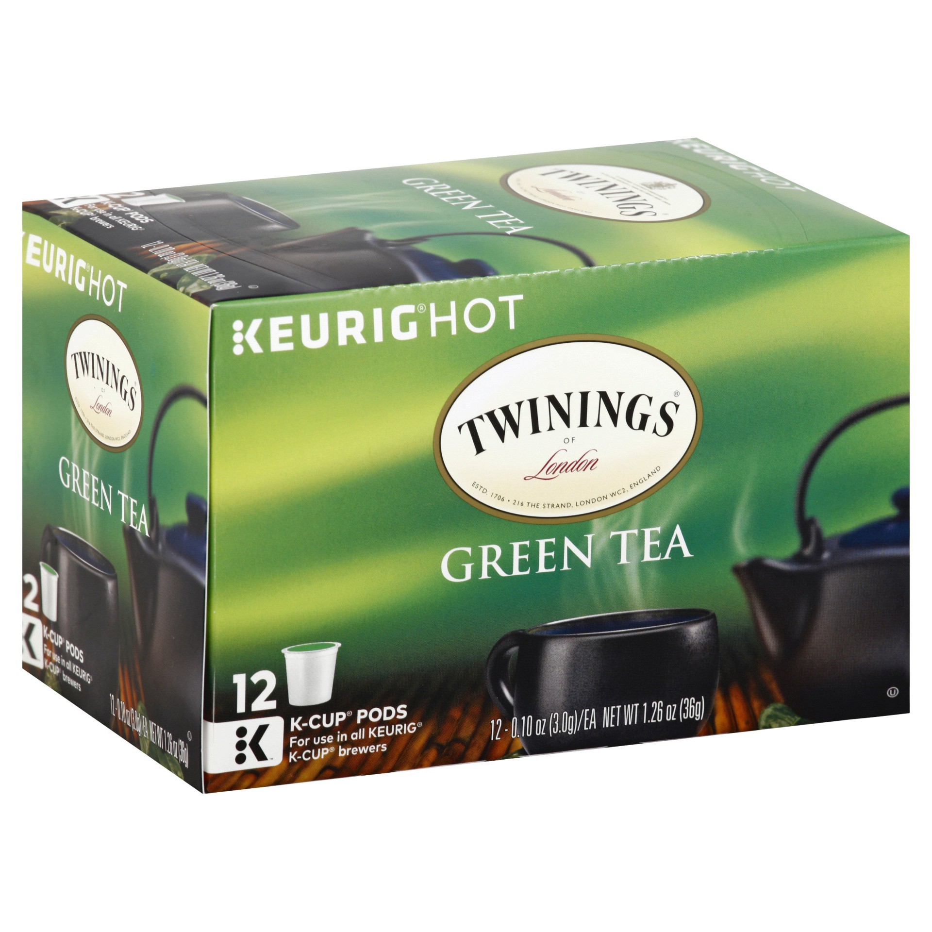 slide 1 of 9, Twinings of London Green Tea 12 ct K-Cup Pods 1.26 oz. Box - 1.26 oz, 1.26 oz