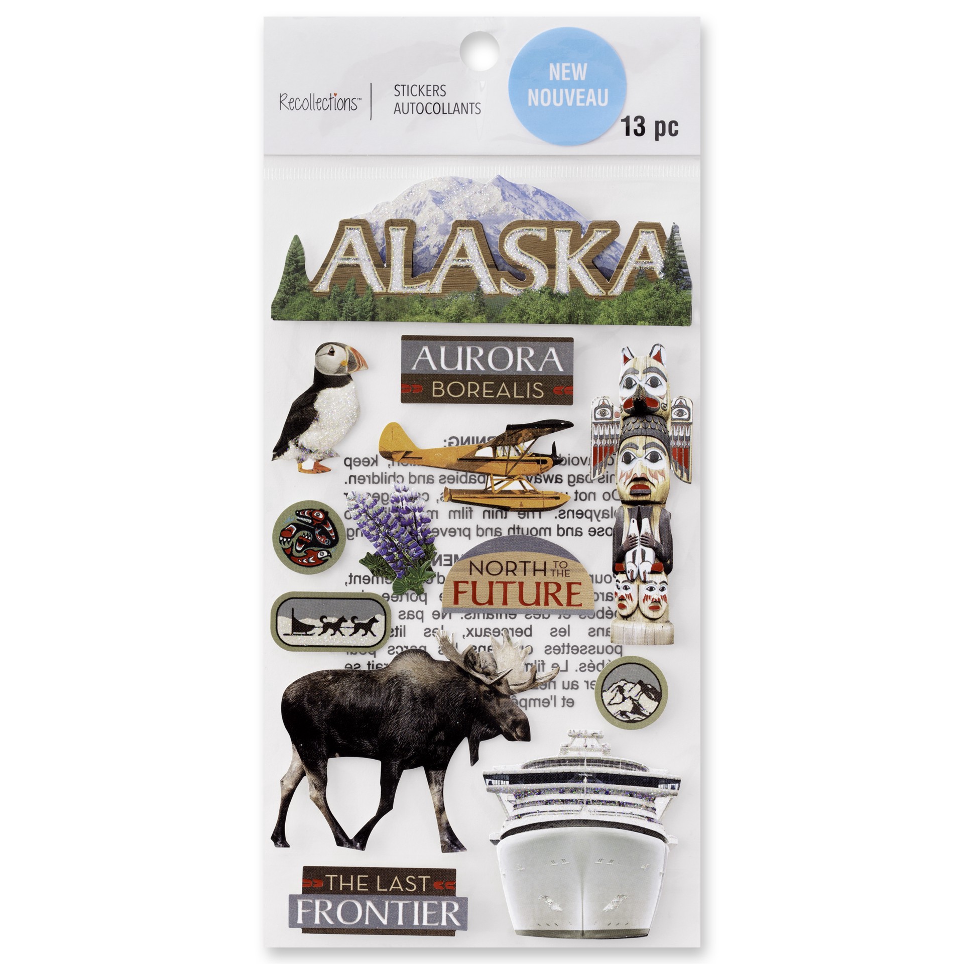 slide 2 of 5, Alaska Dimensional Stickers By Recollections, 3.875 in x 6.875 in