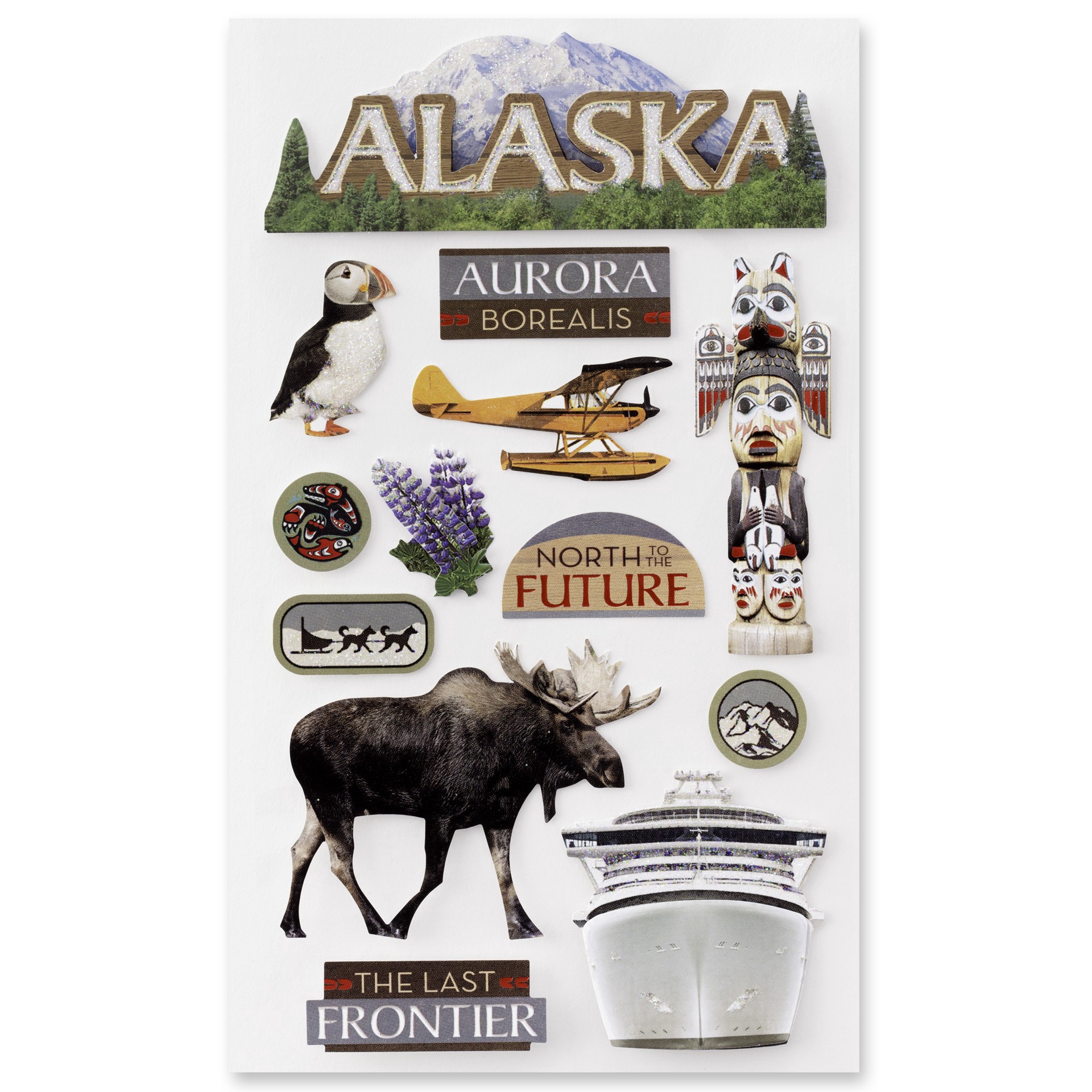 slide 4 of 5, Alaska Dimensional Stickers By Recollections, 3.875 in x 6.875 in