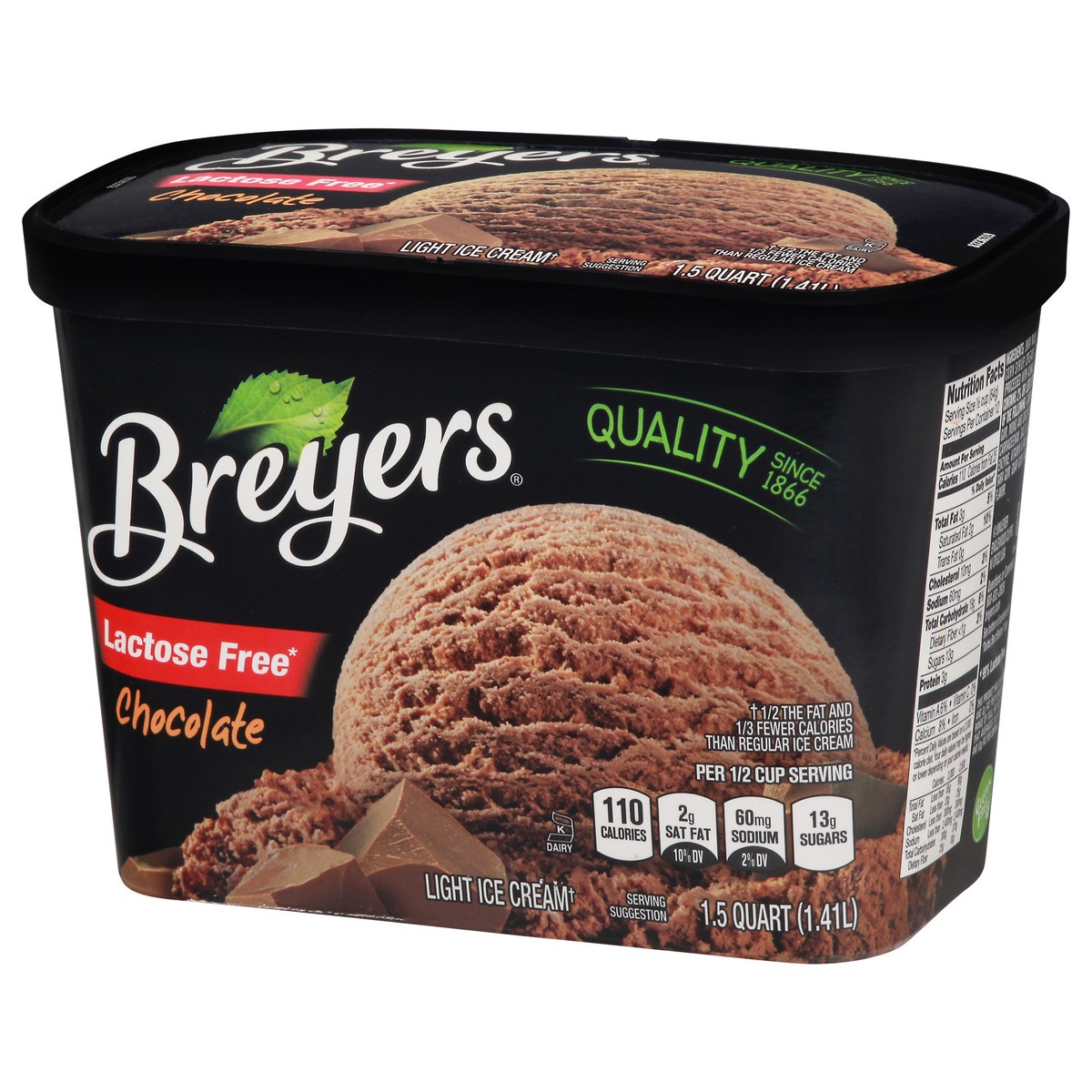 slide 2 of 10, Breyer's Lactose Free Chocolate Ice Cream, 48 fl oz