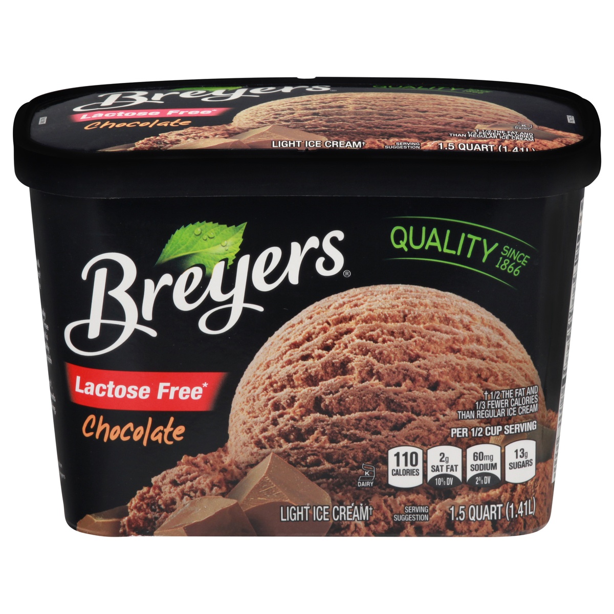 slide 1 of 10, Breyer's Lactose Free Chocolate Ice Cream, 48 fl oz