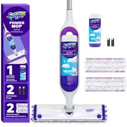 Swiffer PowerMop Multi-Surface Mop Kit for Floor Cleaning, Fresh Scent, Mopping Kit Includes PowerMop, 2 Mopping Pad Refills, 1 Floor Cleaning Solution with Fresh Scent and 2 batteries