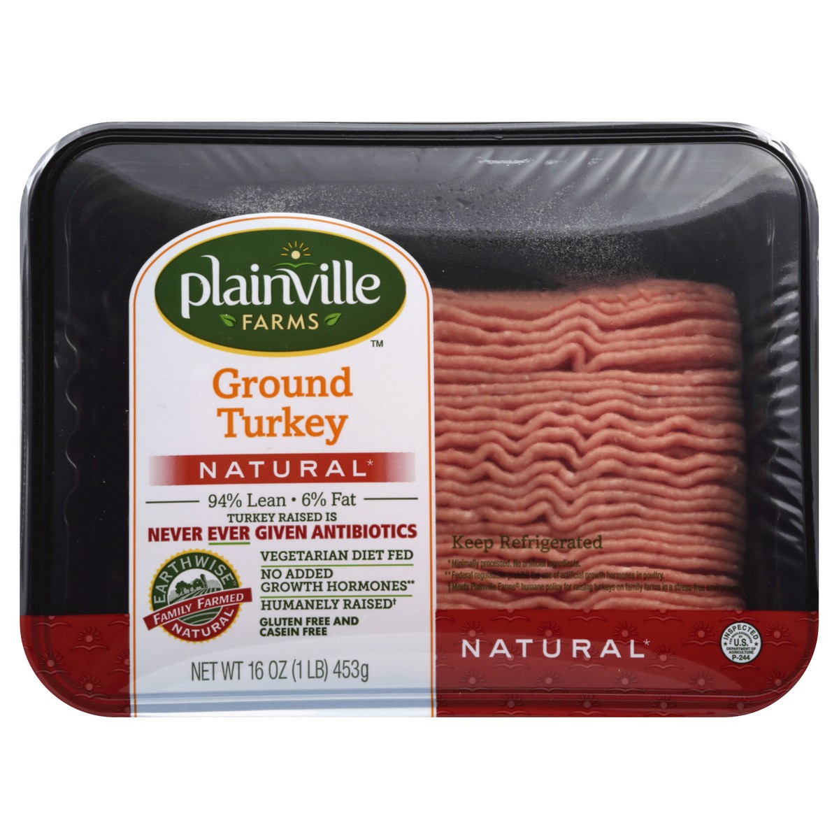 slide 1 of 2, Plainville Farms 94% Ground Turkey Antibiotic Free, 16 oz