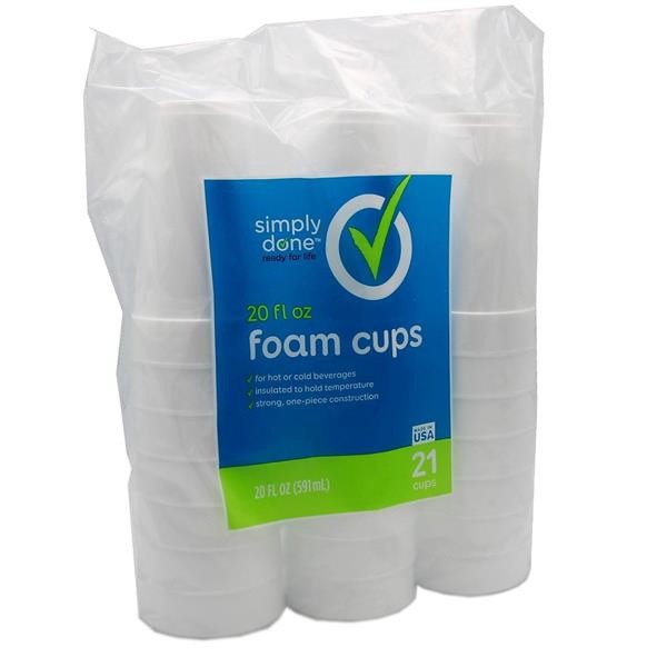 slide 1 of 3, Simply Done Foam Cups, 21 ct; 20 fl oz