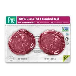 Pre 100% Grass-Fed & Finished Beef Petite Sirloin Steaks 10 oz