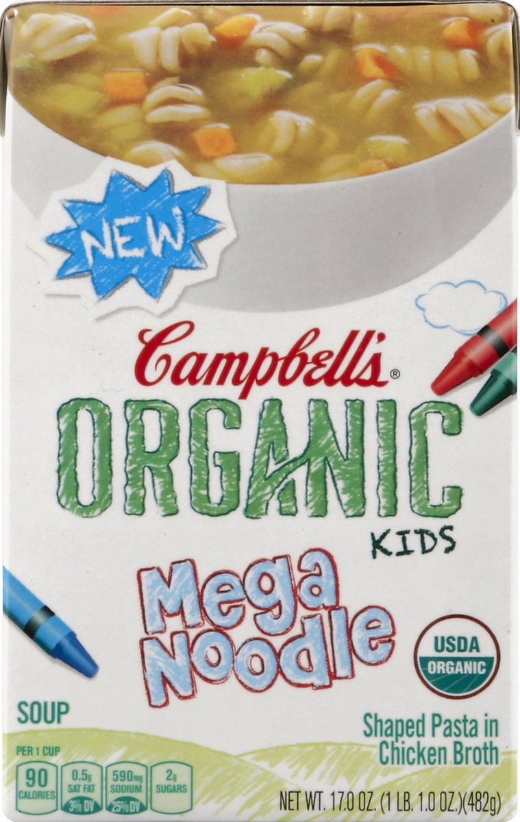 slide 4 of 4, Campbell's Organic Kids Mega Noodle Soup, 17 oz