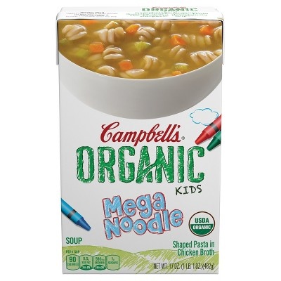 slide 1 of 4, Campbell's Organic Kids Mega Noodle Soup, 17 oz