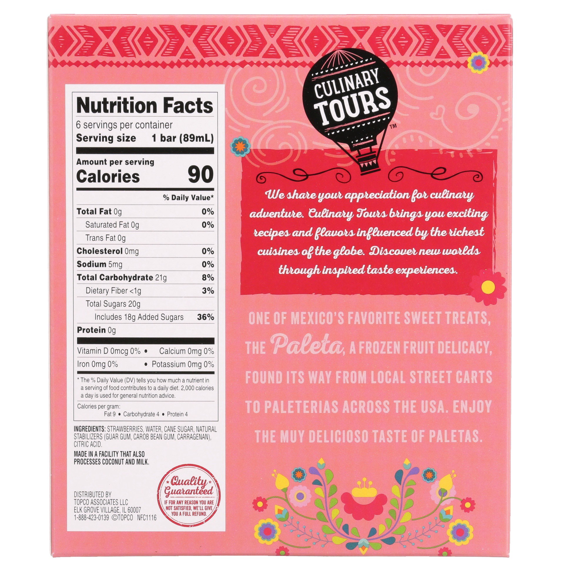 slide 2 of 6, Culinary Tours Paletas Strawberry Frozen Fruit Bars, 6 ct; 3 fl oz