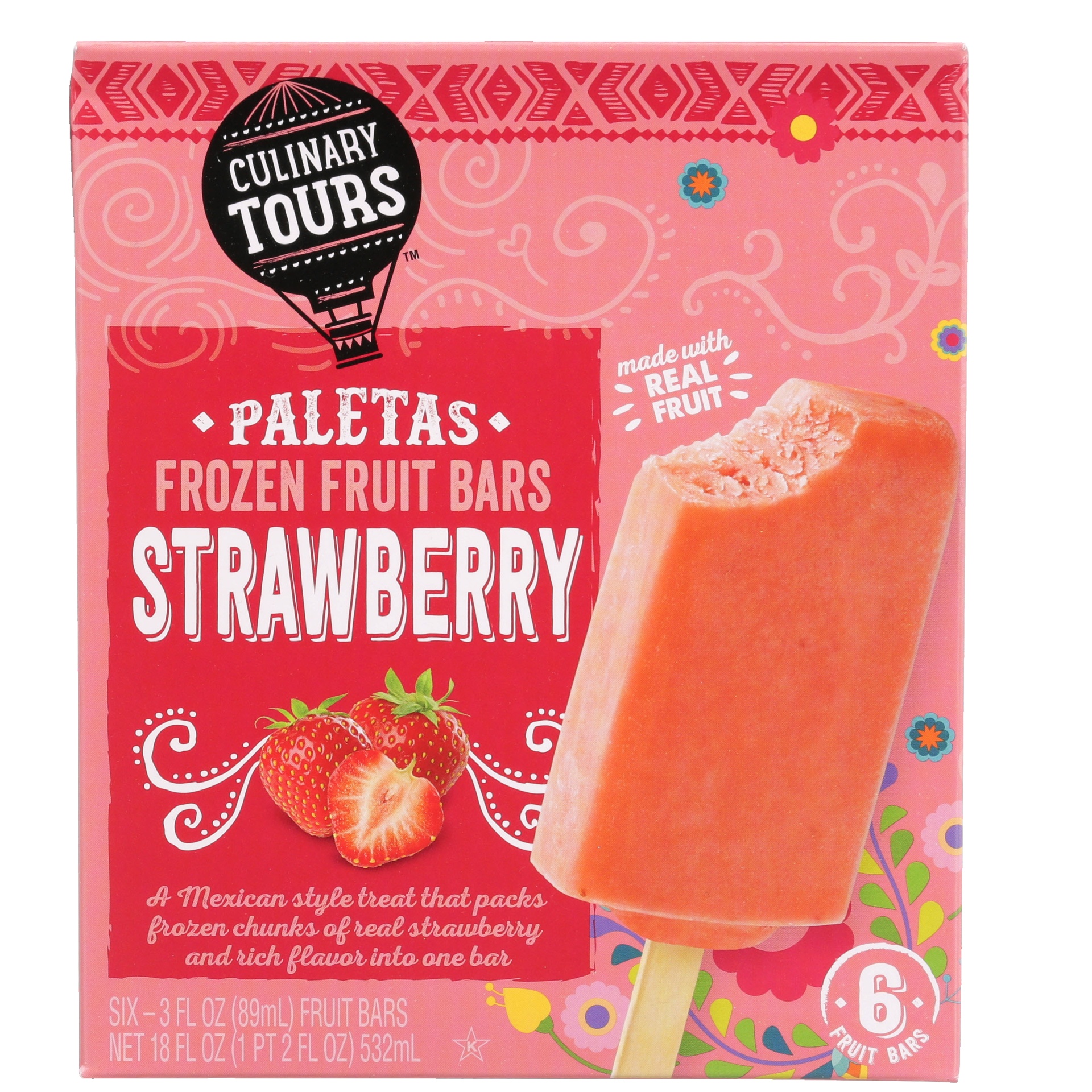 slide 1 of 6, Culinary Tours Paletas Strawberry Frozen Fruit Bars, 6 ct; 3 fl oz