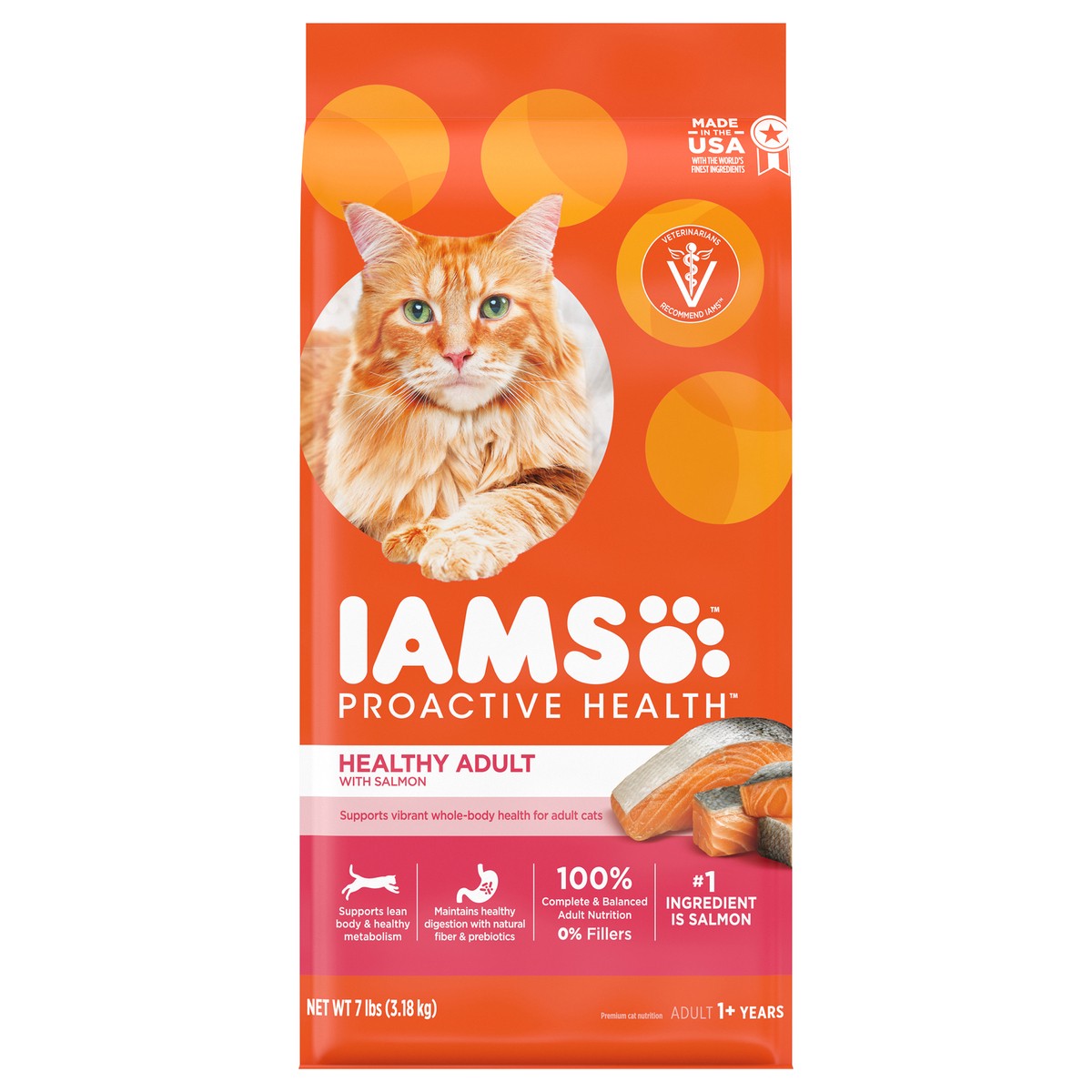 slide 1 of 9, IAMS Proactive Health Healthy Adult 1 + Years Salmon Cat Food 7 lb, 7 lb