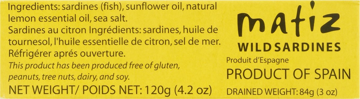 slide 13 of 13, Matiz Natural Lemon Essence Wild Sardines 4.2 oz, 4.2 oz