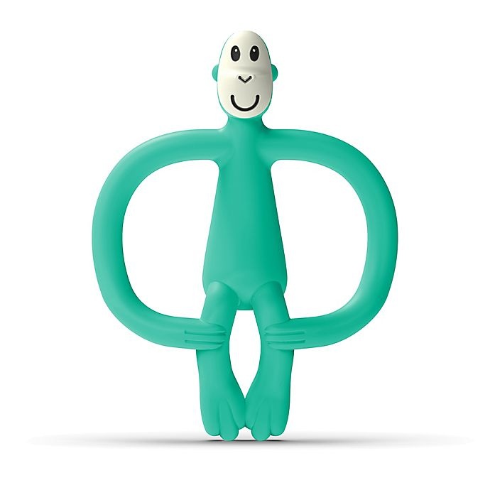 slide 1 of 4, Matchstick Monkey Monkey Silicone Teether with BioCote - Teal, 1 ct