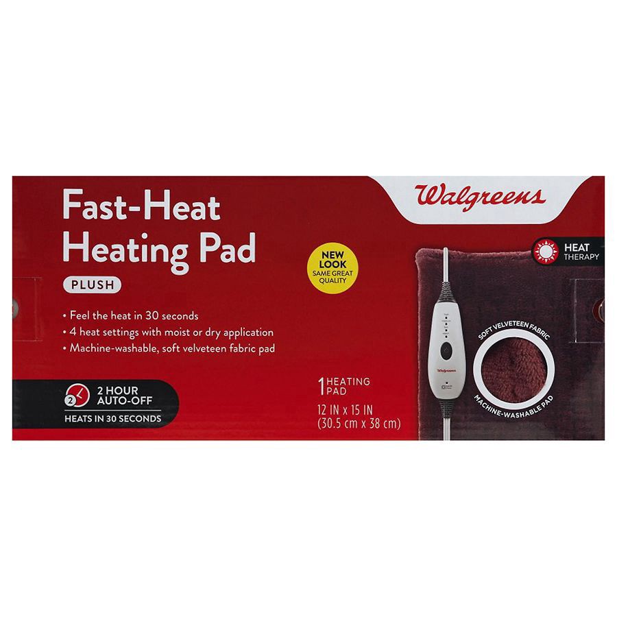 slide 2 of 2, Walgreens Fast Heat Heating Pad Plush Standard, 1 ct